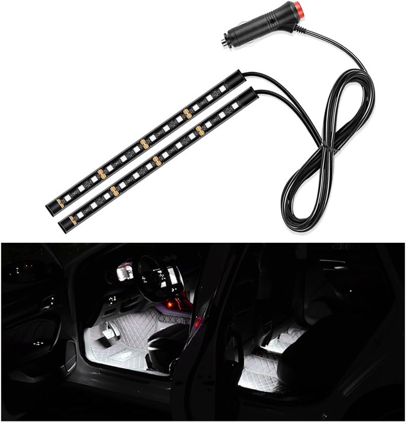Yourkar Car LED Strip Light, 24 LED Interior Under Dash Atmosphere Lights with Cigarette Lighter, Vehicle Decor Lamp Ambient Night Light Strip Lighting, Universal Car Accessories (White) - Image 1